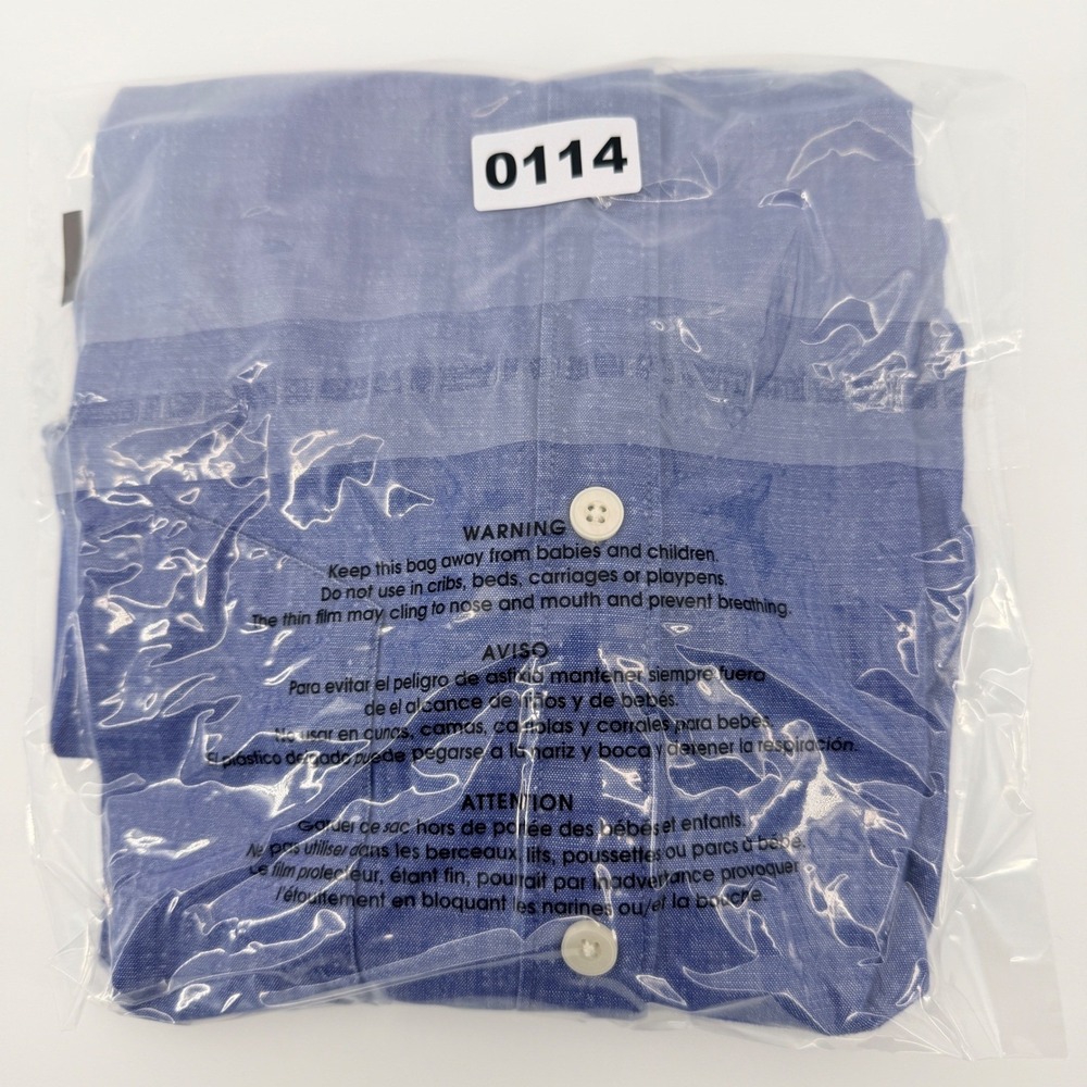 American Eagle Shirt Mens L Blue Geometric Slim Cotton Chambray Short Sleeve - Picture 12 of 12